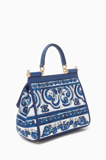 Medium Sicily Majolica-embroidered Bag in Canvas