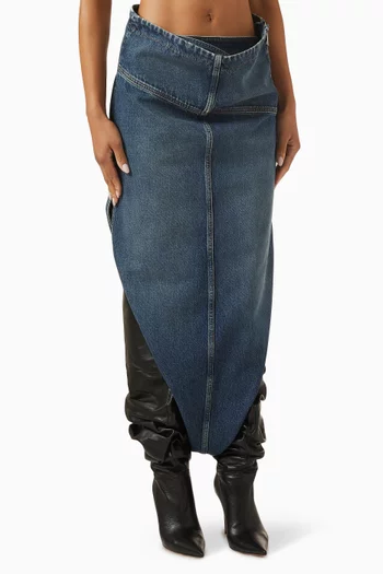 Draped Slit Skirt in Denim