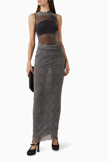 Prince of Wales Maxi Dress in Mesh