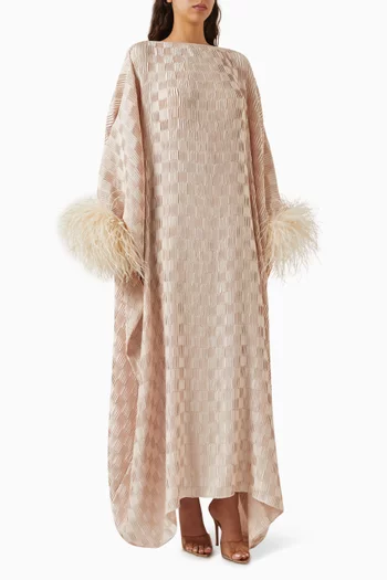 Pleated Feather-trim Dress