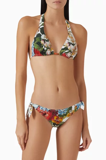 Floral-print Triangle Bikini Set