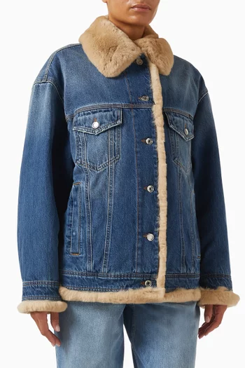 Oversized Jacket in Denim & Fur