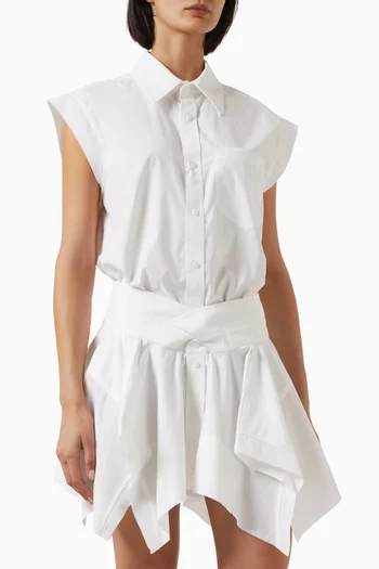 Asymmetric Shirt Mini Dress in Cotton