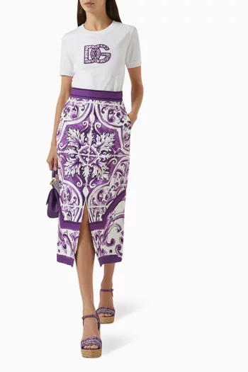 Majolica-print Skirt in Cotton Blend
