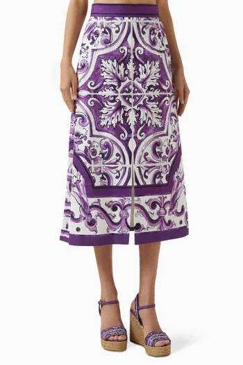 Majolica-print Skirt in Cotton Blend