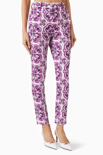 Majolica-print Slim-fit Pants