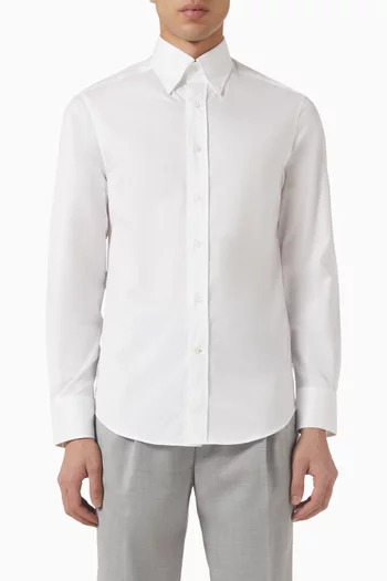 قميص بقصة ضيقة قطن تويل