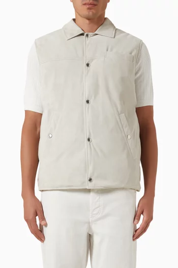 Down Vest in Suede