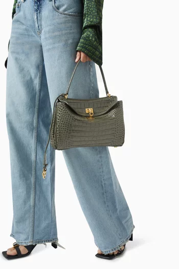 Small Rodeo Handbag in Croc-embossed Leather
