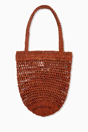 Small Summer Banana Tote Bag in Raffia