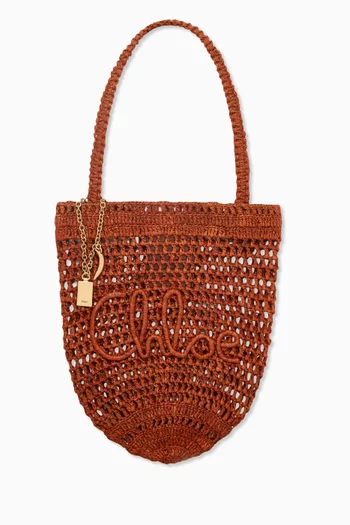 Small Summer Banana Tote Bag in Raffia
