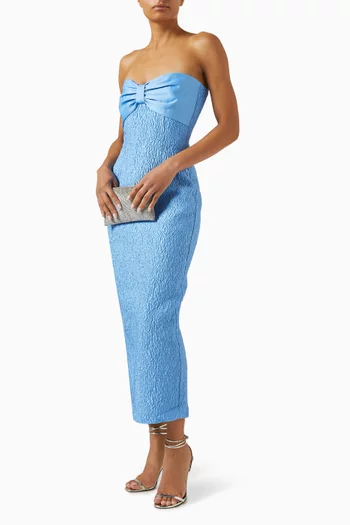 فستان جاكي متوسط الطول بعقدة على الصدر