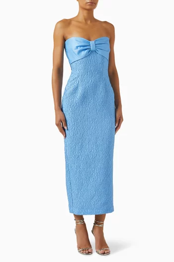 فستان جاكي متوسط الطول بعقدة على الصدر