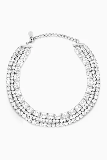 Multi-layer Crystal Choker in Silver-plated Brass