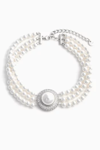 Pearl Choker in Silver-plated Brass