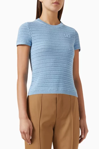 Crochet-knit T-shirt in Cotton