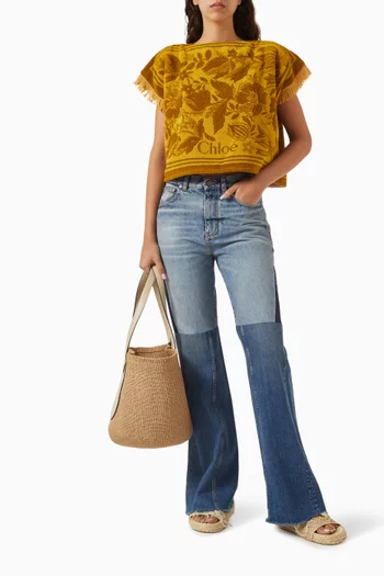 Fringe Logo Top in Cotton Jacquard