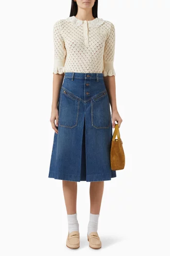 Slit Midi Skirt in Denim