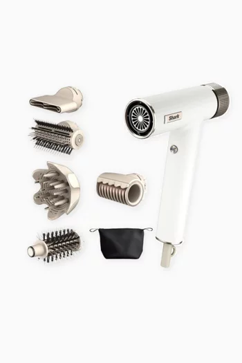 Shark SpeedStyle RapidGloss Finisher, High-Velocity Hair Dryer and 5 Styling Attachments, White, HD352ME