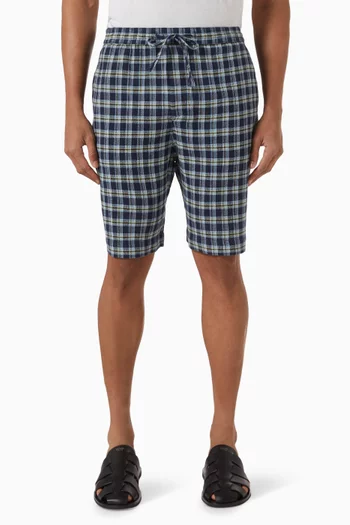 Dune Plaid Fringe Beach Shorts in Cotton