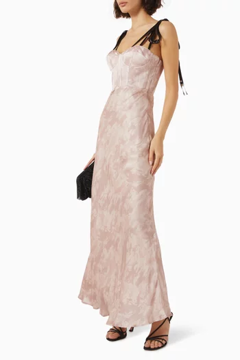 x Patrick McDowell Horse-print Maxi Dress in Satin
