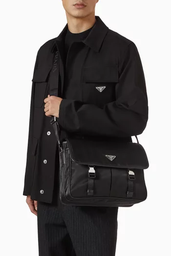 Shoulder Bag in Re-Nylon & Saffiano Leather