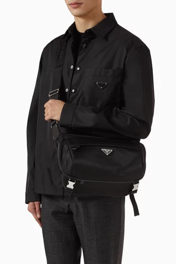 Shoulder Bag in Re-Nylon & Saffiano Leather