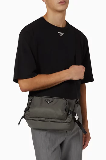 Medium Shoulder Bag in Re-Nylon & Saffiano Leather
