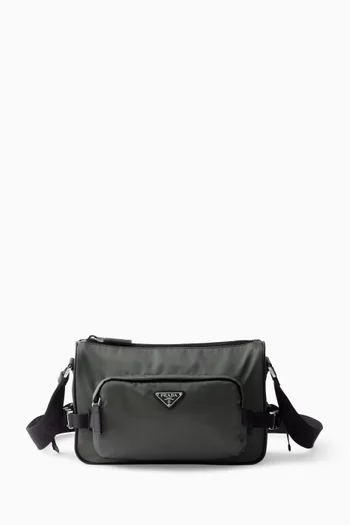 Medium Shoulder Bag in Re-Nylon & Saffiano Leather