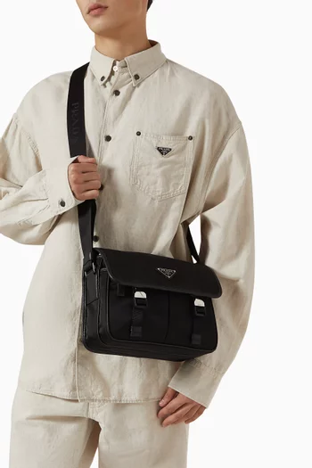 Shoulder Bag in Re-Nylon & Saffiano Leather
