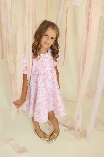 All-over Print Puff-sleeve Dress