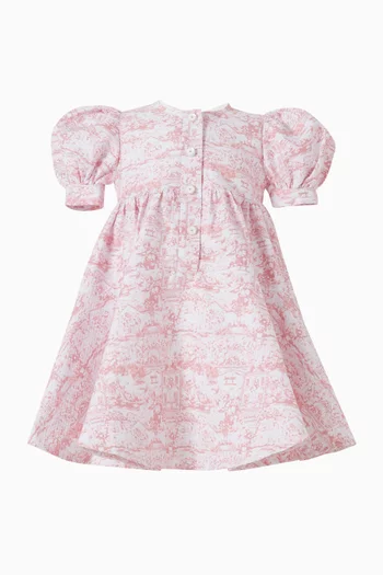 All-over Print Puff-sleeve Dress