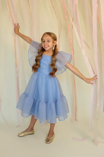 Flared-sleeves Dress in Tulle