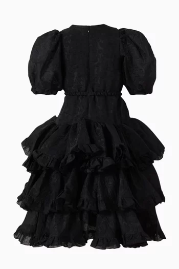 Ruffled Layered Belted Dress