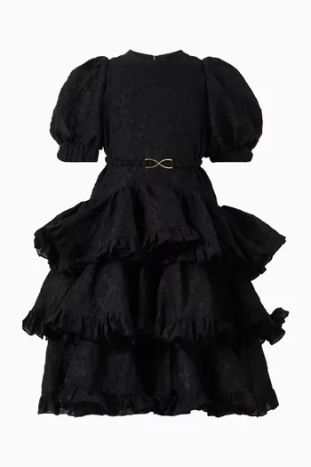 Ruffled Layered Belted Dress