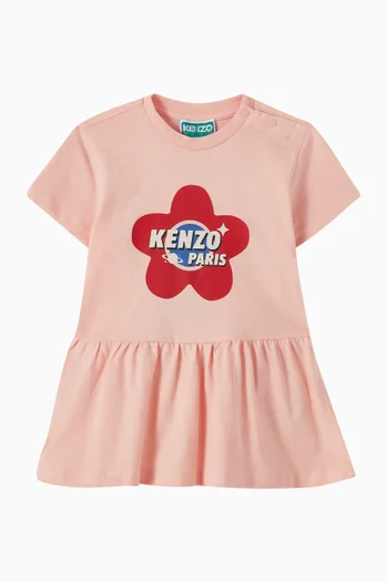 فستان قطن عضوي بطبعة شعار الماركة