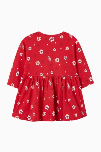 فستان بنقشة زهور قطن