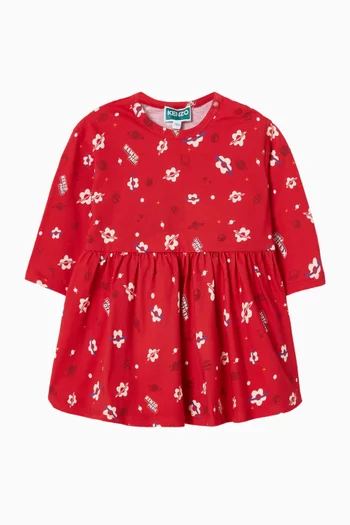 فستان بنقشة زهور قطن