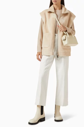 سترة بفتحة رقبة مستديرة نسيج صوف