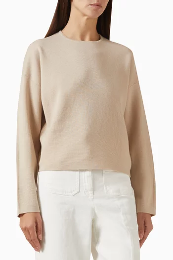 سترة بفتحة رقبة مستديرة نسيج صوف