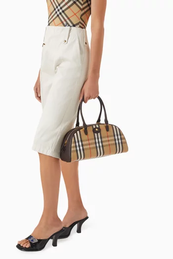 Small Highlands Bowling Bag in Check Canvas