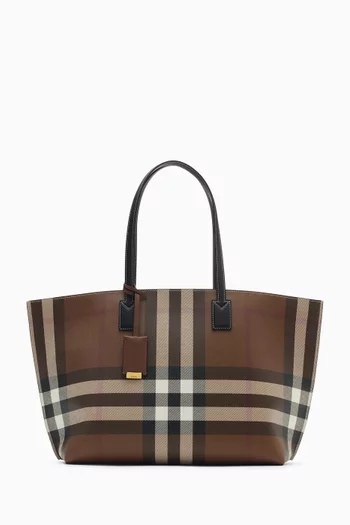 Medium Check Tote Bag in Canvas