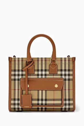 Mini Freya Tote Bag in Check Canvas
