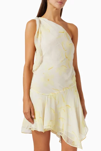 Colmar Asymmetrical Mini Dress in Georgette