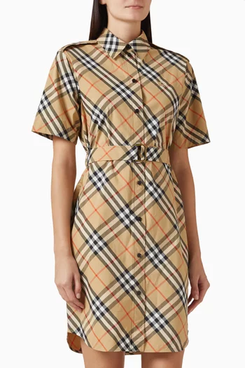 Check Shirt Dress in Cotton