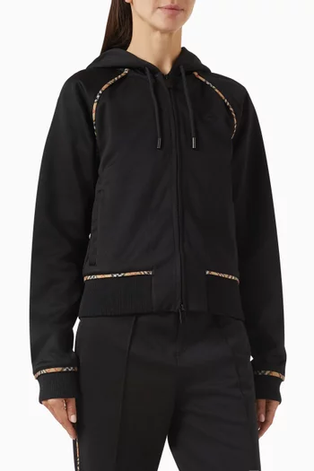 Check-trim Hoodie in Cotton Blend