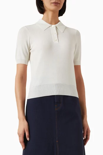 Check-trim Polo Shirt in Wool