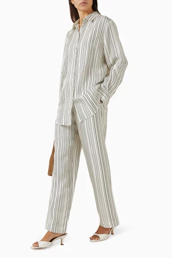 London Striped Shirt in Silk Twill