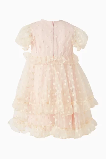 All-over Print Ruffled Dress in Tulle