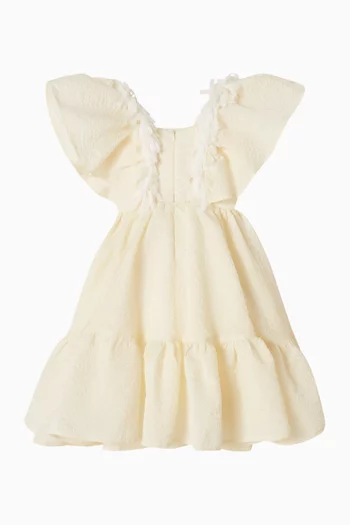 Ruched Ruffle Flared Dress